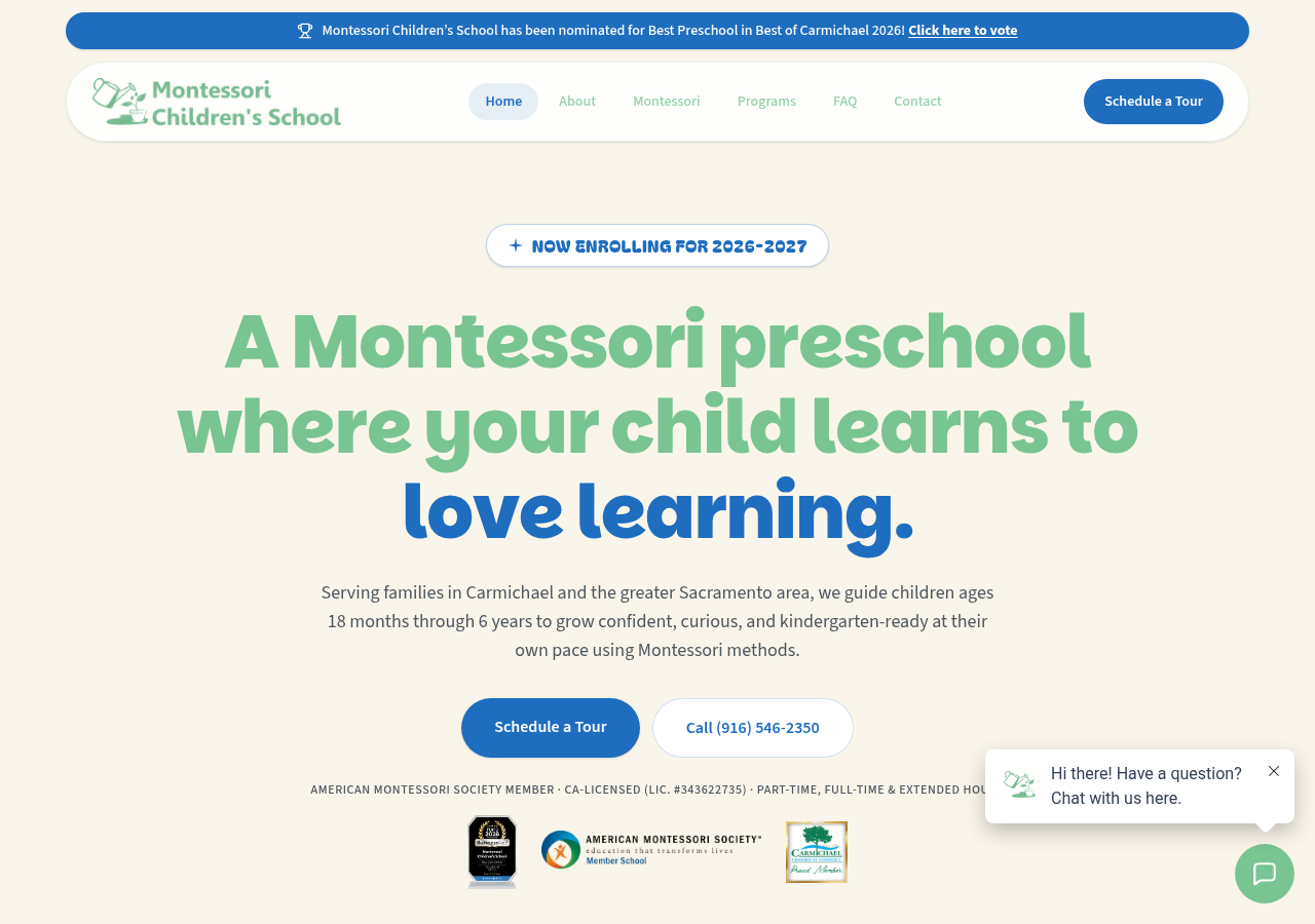 Homepage of mcspreschool.com
